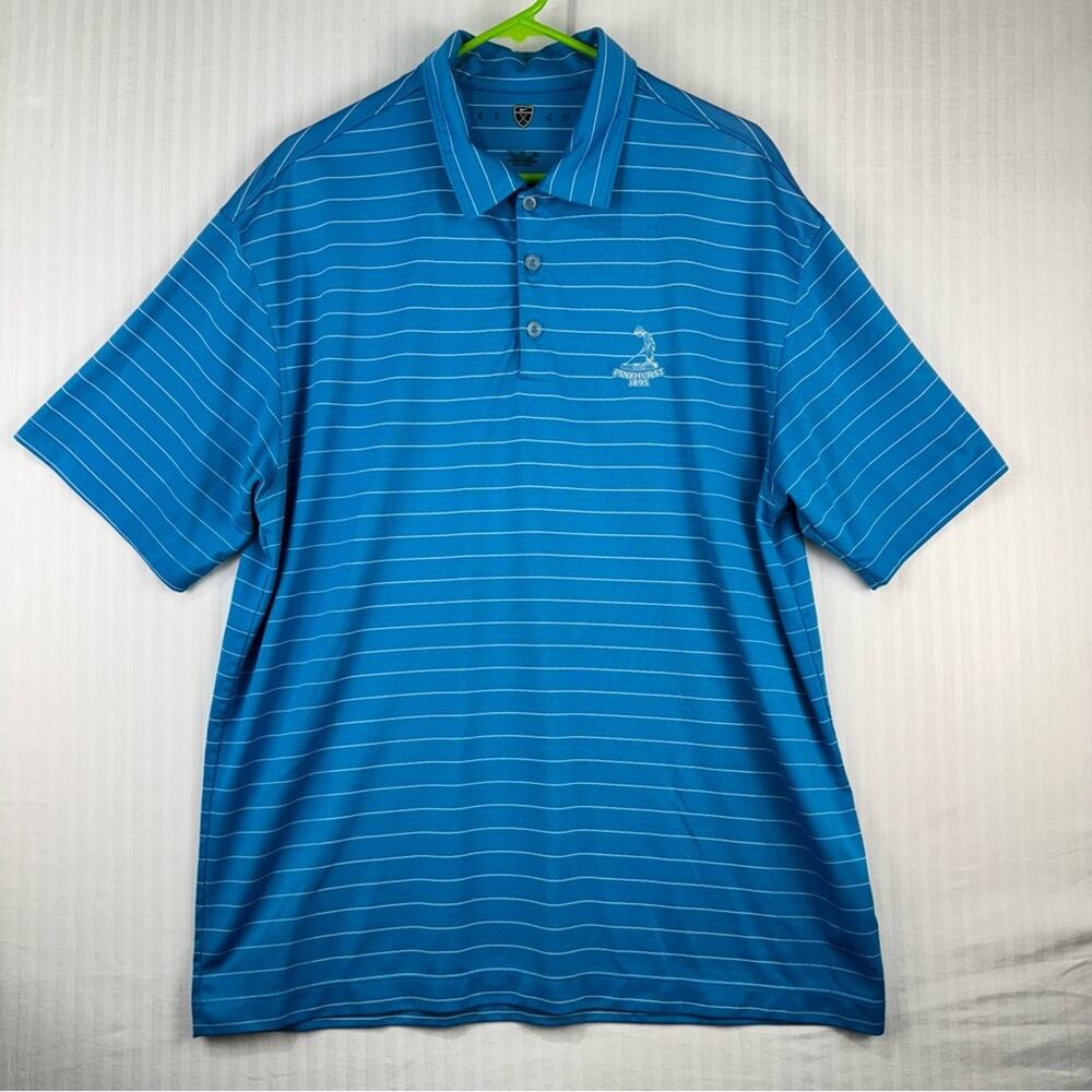 Nike Performance Golf Polo Pinehurst Crest Logo Blue/White Stripes Shirt Size XL